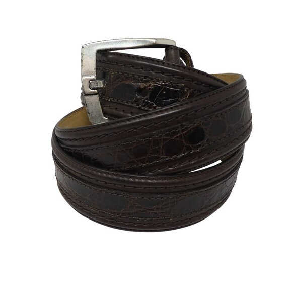 Mezlan Brown Genuine Crocodile Leather Mens Belt - Picture 1 of 9